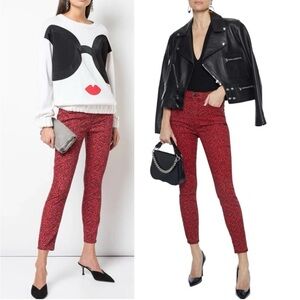 Red Patterned Women’s Skinny Jeans